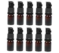 LOORGVEL 10pcs Brown Glass Essential Oil Sub Bottles with Leak Pressing Dispenser for Aromatherapy and Cosmetic Lotion Storage