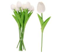 LOORGVEL 10pcs Faux Tulip Bouquet Decorative Artificial Flowers Lightweight for Wedding Photography Props Home Party Graduation