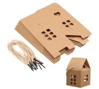 LOORGVEL 10pcs Kraft Paper Candy Boxes with Handle Multi Function Little House Design for Party Festival Birthday Easter Treats Packing Lightweight Gift Boxes for Sweets and Chocolates