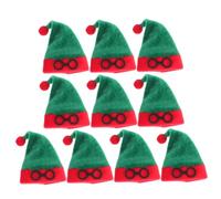LOORGVEL 10pcs Mini Santa Hats Wine Bottle Covers for Christmas Party Festive Red and Green Holiday Decorations for Wine Bottles Tableware DIY Crafts and Gift Embellishments