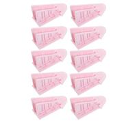 LOORGVEL 10pcs Pink Safety Sliding Door Locks - Triangle Adhesive No-Drill Cabinet Latches for Wardrobes, Cupboards, and Windows - Resistant Security Locks for Sliding Doors