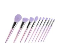 LOORGVEL 10Pcs Professional Women Makeup Brush Durable Soft Bristles Purple Handle Cosmetic Brushes for Face Eyeshadow Foundation Blending