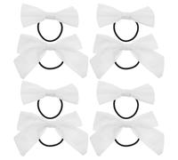LOORGVEL 10Pcs White Cotton Bow Hair Ties for Elastic Ponytail Holders with Bowknot Suitable for Fine Hair and DIY Tie-Dye 5Cmx10Cm 12.5Cmx9Cm