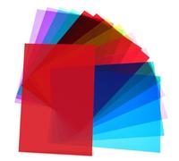 LOORGVEL 12 Pcs Color Film Sheets for Light Diffusion and Color Correction High Transparency Gel Sheets for Photography Theatre and Video Production Each of Red Pink Purple Green