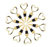 LOORGVEL 12 Pcs Heart-Shaped Wine Bottle Plugs with Seal Alloy Red Wine Stoppers for Fresh Preservation Anti- Wear-Resistant Cocktail Bottle Corks in Gold