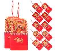 LOORGVEL 12pcs 2024 Chinese Style Mini Wall Calendars with Fu Character Hanging Tags, Medium Size Aluminum Foil Decorative Monthly Calendar for Lunar New Year Home and Office