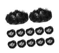 LOORGVEL 12pcs Elastic Lace Hair Nets for Women with Drawstring Large Black Mesh Bun Covers for Long Hair Updo Reusable Wedding Accessories for Ballerina and Professional Use