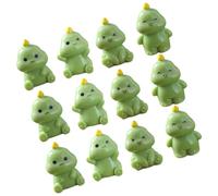 LOORGVEL 12Pcs Mini Dinosaur Figurines Small Resin Dinosaur for Garden Micro Landscape Aquarium Dollhouse Decor Cute Tiny Animal Figures in Green for Gifts and Office Desk Display