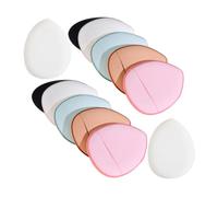 LOORGVEL 12pcs Mini Finger Powder Puff for Makeup Triangular Round Shapes Portable Cosmetic Sponge for Loose Powder Application Soft Precise Control Tools for Professional Blending