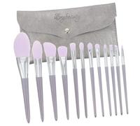 LOORGVEL 12Pcs Professional Makeup Brush with Wood Handles and Portable Storage Bag for Women Soft Synthetic Bristles for Foundation Blush Eyeshadow Contouring and Blending Cosmetics