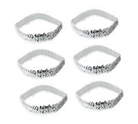 LOORGVEL 12Pcs Sequin Headbands for Women Elastic Glitter Hair Bands Sparkly Accessories for Party Daily Wear Silver