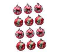 LOORGVEL 12pcs Shatterproof Plastic Christmas Ball Ornaments Lightweight Hanging Xmas Tree Decorations with Creative Red Design Reusable and Compact for Holiday Displays