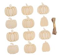 LOORGVEL 12pcs Wooden Thanksgiving Pumpkin Door Signs Rustic Wall Hanging Decorations for Autumn Home Living Nursery Eco Friendly DIY Holiday