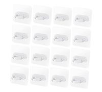 LOORGVEL 16pcs Transparent Self-Adhesive Wall Hooks Multifunctional Hanging Racks for Bathroom Shower Gel Bottles Kitchen Storage Without Drilling