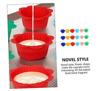 LOORGVEL 18pcs Flower Shaped Silicone Cupcake Liners Reusable Muffin Baking Cups Non-Stick Wear-Resistant Multi-Color for Cake Shops Parties and Home Use