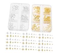 LOORGVEL 2 Boxes Star Nail Charms Mini Metal Studs Silver Nail Art Decorations for Women DIY Manicure Accessories Shiny Finish Stylish Salon Supplies