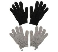 LOORGVEL 2 Pairs Bath Exfoliating Gloves Double-sided Body Scrub Wash Mitts with Hanging Ring Comfortable for Men Women Spa Shower Skin Care