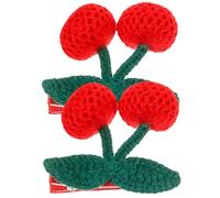 LOORGVEL 2 pcs Knitted Cherry Hair Clips Lightweight Decorative Hair Accessories for Non Slip Cute Crochet Fruit Style Durable and Comfortable for Parties Birthdays Photos and Ceremonies