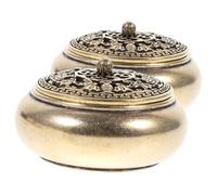 LOORGVEL 2 Pcs Mini Brass Incense Burner Decorative Censer for Home Aroma Therapy Relaxation Desktop Decor Vintage Style