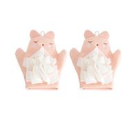 LOORGVEL 2 Pcs Shower Gloves Exfoliating Bath Loofahs for, Double-Sided Massage Bath Sponge Gloves in Light Pink, Gentle Body Scrubber for Bathing and Skin Care