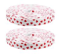 LOORGVEL 2 Rolls Valentine's Day Ribbons - 9.84 Yards - Love Heart Pattern Wired Edge Ribbon for DIY Crafts Wedding Anniversary Birthday Wreath Floral Bows