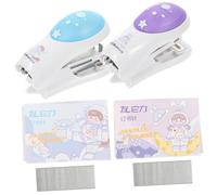 LOORGVEL 2 Sets Adorable Mini Hand Stapler for Students and Office Use Portable Small Manual Desktop Stapler with Binding Function Convenient Cartoon Design for School and Home