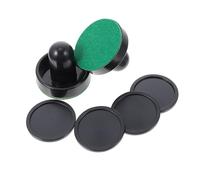 LOORGVEL 2 Sets Air Hockey Pucks and Ergonomic Plastic Pushers for Mini Table Hockey Lightweight Black Paddles with Smooth Finish Portable Accessories for Fast-paced Game Play