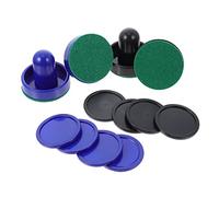 LOORGVEL 2 Sets Air Hockey Pucks and Pushers Mini Ice Hockey Table Accessories Black and Blue Replacement for Arcade and Home Use