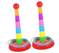 LOORGVEL 2 Sets Bright Color Tossing Circles with Stacking Towers Interactive Ring Toss Game for Indoor Outdoor Party Eye Hand Coordination for Birthday Carnival Family Fun Random Color