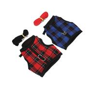 LOORGVEL 2 Sets Small Pet Rabbit Harness Vest with Pattern Lightweight Bunny Pulling Strap for Indoor Outdoor Use Red and Blue Plaid Leash for Guinea Pig Ferret