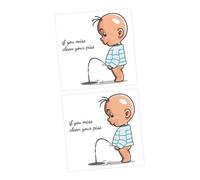 LOORGVEL 2 Sheets Removable Toilet Seat Cling with Funny Bathroom Quote Decals for Kindergarten Easy Peel Toilet Lid Stickers for Public and Home Washrooms