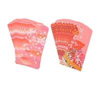 LOORGVEL 20 Pcs Japanese Style Festive Wedding Red Packets Set, Large Gold Fan White Flower Envelopes, Flat Design Cash Packets for Spring Festival and New Year Celebrations