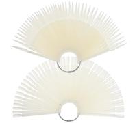 LOORGVEL 200 Pcs Fan-shaped Nail Art Display Tips with Metal Rings for Salon and Beginners Practice False Nails with Smooth Surface for Gel Polish Color Samples and Polish French Tip