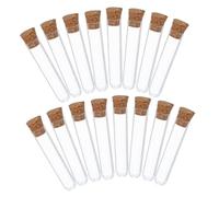 LOORGVEL 20pcs Clear Plastic Test Tubes with Plastic Stoppers Crack Resistant Lab Containers for Scientific Experiments Candy Salt Storage Wedding Favors and Plant Propagation