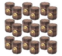 LOORGVEL 20pcs Mini Hexagon Paper Treasure Chest Boxes for Pirate Theme Party Candy Favors, Small Foldable Packaging Wooden Barrel Design for Halloween and Birthday Decor
