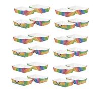 LOORGVEL 24pcs Rainbow Paper Snack Trays for Pride Party Oil-resistant Food Boats with Vibrant Colors Flat-pack Convenience Spacious Design for Candy Popcorn Chips and Buffet Serving