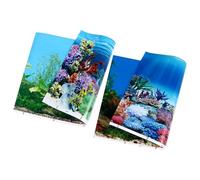 LOORGVEL 2pcs 3D Aquarium Fish Tank Background Stickers Double-Sided Paper Cling Decals 30x42cm Set with Coral Reef Design for Fish Tank Decoration