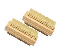 LOORGVEL 2Pcs Bamboo Nail Brush Double-sided Natural Sisal Bristle Cleaning Brush for Hands Nails Feet Gentle Scrubbing Home Use