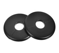 LOORGVEL 2pcs Black Plastic Wall Flange Cover Collars for Toilets and Water Supply Devices, Impact Resistant Bright Surface, Pipe Wall Covers for Plumbing Decoration