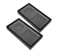 LOORGVEL 2pcs Black Wall Hanging CD Storage Frames - Rectangular 17.5×33.6cm Music Disc Display Cases with Acrylic Cover for Signed Albums and Compact Disc Collections