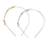 LOORGVEL 2Pcs Butterfly Headband High Crown Hairband for Womens Wedding Prom Birthday Parties Delicate Hollow French Style Hair Accessories Gold and Silver