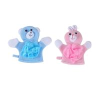 LOORGVEL 2pcs Cartoon Bath Scrubbers Soft Foaming Body for Home Use Skin Exfoliating Bath Accessories with Cute Rabbit and Bear Designs