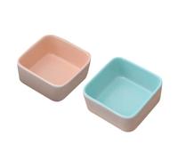 LOORGVEL 2PCS Ceramic Hamster Feeding Bowls, Multi-Function Reusable Pet Food Bowls for Hamsters and Chinchillas, Mini Non-Tip Animal Food Dish Set in Orange and Blue