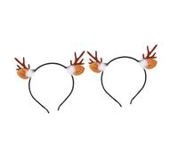 LOORGVEL 2Pcs Christmas Antler Headband with Rabbit Ears Lightweight Cloth Hair Ornaments for Xmas Party Celebration Durable Festive Headdresses for Women