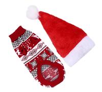 LOORGVEL 2Pcs Christmas Reindeer Pet Sweater Set with Hat for Dogs and Cats, Red High Neck Knitted Warm Winter Clothes, Medium Size Dog Christmas Costume