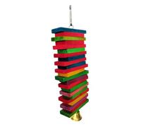 LOORGVEL 2pcs Colorful Block Parrot Bite Hanging String for Small Birds Safe Chew for Cockatiels Parakeets Budgies Promotes Exercise and Skill Development Random Color