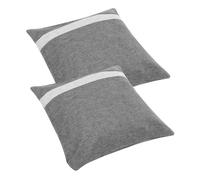 LOORGVEL 2Pcs Cotton Linen Sofa Cushion Covers Decorative Square Pillow Cases for Home and Office Two-tone Grey Spliced Design Comfortable and Reusable for Living Bedroom Car Coffee Shop