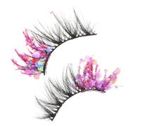 LOORGVEL 2pcs DIY Luminous False Eyelashes with Glitter Sparkle Natural Curl Strip Lashes for Weddings Parties Cosplay and Everyday Glamour
