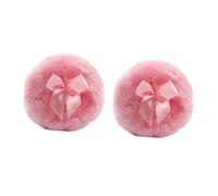 LOORGVEL 2pcs Fluffy Pink Powder Puff Soft Cotton Body Makeup Puff with Bowknot for Powder and Face Application Compact for Home and Salon Use