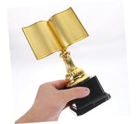 LOORGVEL 2pcs Gold Book Shaped Reading Trophy for Reading Contest Award Literacy Keepsake Plastic Winner Cup for Book Lovers and Students Celebration